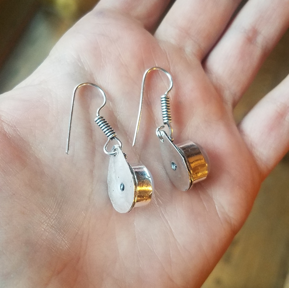 NWOT Silver Rose Quartz Earrings - Picture 3 of 3